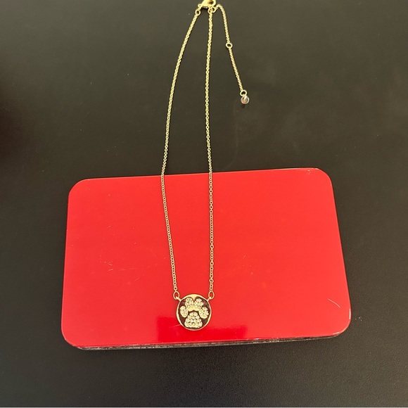 Gold Necklace with Crystal Dog Paw Pendant Adjustable NEW - Picture 1 of 6